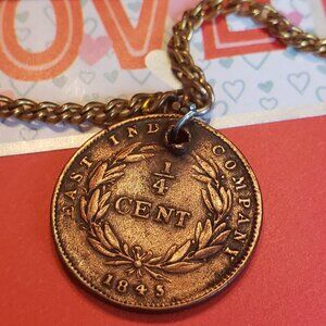 NU LOK GOLD TIE BAR with antique Queen Victoria coin